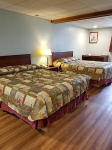 芒特普莱森特芒特普莱森特荒原汽车旅馆的配有2张床的木地板客房