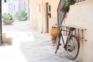 孔韦尔萨诺Dimora a Corte的停在花房旁边的自行车
