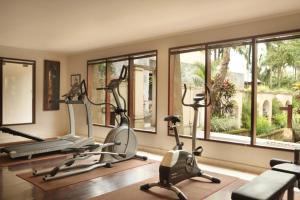 乌布优布达假日温泉酒店的健身房设有3辆健身自行车和窗户