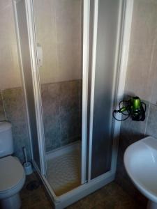 欧德鲁佐Apartamento Cefas的带淋浴的浴室(带卫生间和水槽)