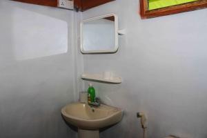 锡吉里亚Sigiri Royal Point Tree House的一间带水槽和镜子的小浴室