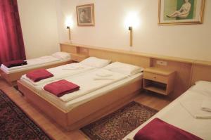 拉伊韦斯艾尔伯格卡萨格兰德酒店的配有两张单人床的客房,铺有地毯