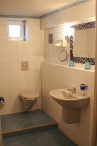 鲁斯特瑞伯斯道科酒店的一间带卫生间和水槽的浴室