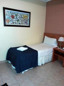 布宜诺斯艾利斯乌司格拉德拉斯勒克斯酒店的一间卧室配有一张带桌子和窗户的床