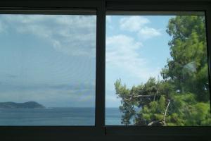PlatánaKymi Bay House的从窗户可欣赏到海景