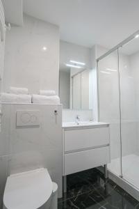 比亚里茨Bellevue 766 Biarritz的浴室配有卫生间、盥洗盆和淋浴。