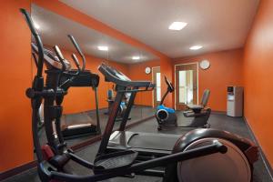 萨利纳萨利纳贝蒙特套房酒店的健身房,室内有3辆健身自行车