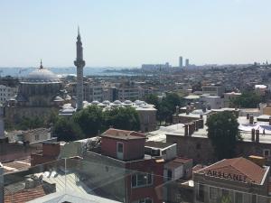 伊斯坦布尔拉雷利高能酒店的享有一座清真寺和建筑的城市美景