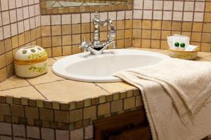 锡拉库扎B&B Villa Giusy的浴室水槽和柜台上的毛巾
