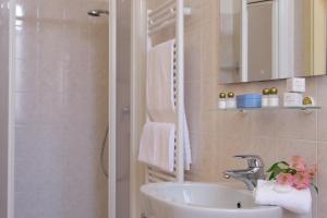 威尼斯拉瑞扎酒店的一间带水槽和淋浴的浴室