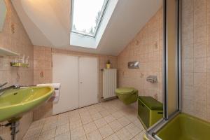 GraswangGröbl-Alm Haus zur schönen Aussicht的一间带水槽和卫生间的浴室以及窗户。