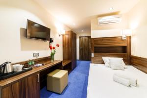 奥克宁卡Hotel Sanvit Lake Resort & Spa的酒店客房,配有床和电视