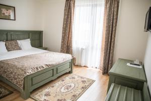 沃尔托普Pensiunea Panoramic的一间卧室设有一张床和一个窗口