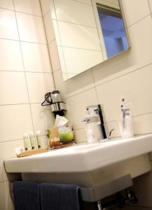 瓦登施洛斯伯格餐厅酒店的一间带水槽和镜子的浴室