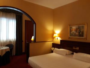 塞格拉泰露娜汽车旅馆酒店 的酒店客房,配有床和镜子