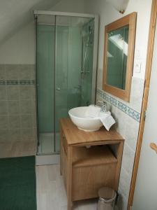 Saint-Dizier-les-Domaines螺旋客房的一间带水槽和淋浴的浴室