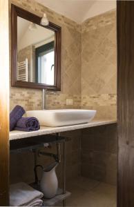 马丁纳弗兰卡Trulli sul vignale in Masseria Santalachicca的一间带水槽和镜子的浴室