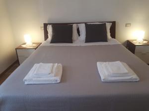 佩兹迪格雷科Nonno's Nest的一张带两条毛巾的床和两盏灯