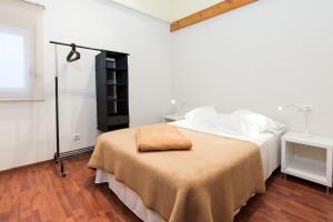 塞奥-德乌赫尔Cal Cinque的一间卧室配有一张床铺,床上铺有棕色毯子