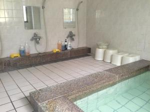 津市若草日式旅馆的一间带水池和卫生间的浴室