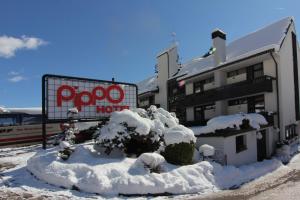Terzolas皮波酒店的前面的地面上积雪的建筑