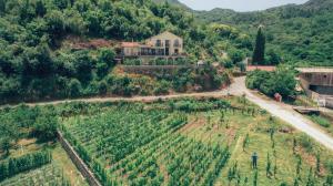 威尔帕扎RUSTIC HOUSE LEKOVIĆ的享有农场的空中景色,有房子和道路