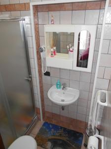 切萨雷奥港Capital Bed Porto Cesareo的一间带水槽和淋浴的小浴室