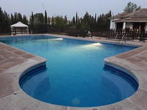 Argamasilla de AlbaCasa rural Alavesa的蓝色海水大型游泳池