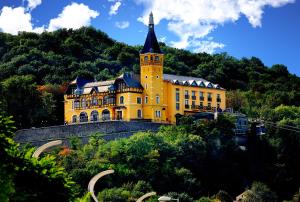 拉贝河畔乌斯季万图兹酒店的山顶上的黄色建筑