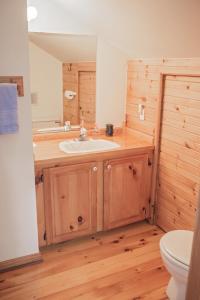 Sharbot LakeRock Hill Bed & Breakfast的一间带水槽和镜子的浴室