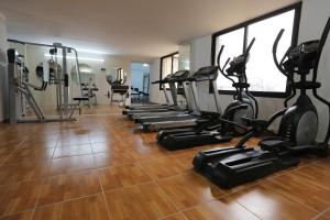 Ḩammānā谷景酒店 - 哈玛纳的健身房里一排跑步机,有一排跑步机