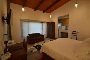 迪坡斯特兰鲁斯提卡SPA精品酒店 的一间卧室配有一张床和一个沙发