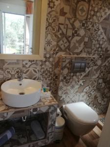 斯科派洛斯Rastoni Guest House Skopelos的一间带水槽和卫生间的浴室