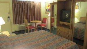 洛迪洛迪埃尔兰乔汽车旅馆的一间酒店客房,配有一张床和一台电视