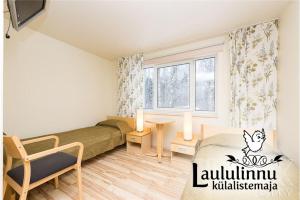 JärvajõeLaululinnu Guesthouse的一间小卧室,配有床和窗户