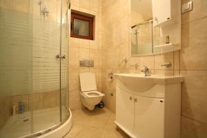 扎布利亚克家庭公寓酒店的浴室配有卫生间、盥洗盆和淋浴。
