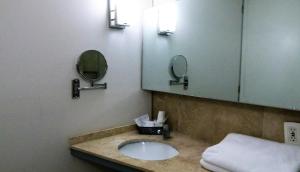 墨西哥城Aristos Express CDMX的一间带水槽和两面镜子的浴室
