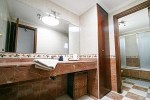 厄尔梅达诺Bungalow TEJITA的一间带水槽和大镜子的浴室