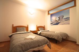 兰索尔Pont de Toneta 3,2 Ransol, Zona Grandvalira的一间卧室设有两张床和窗户。