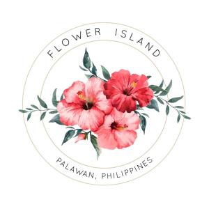 泰泰Flower Island Resort的圆框架中的水彩花,带有词性花岛