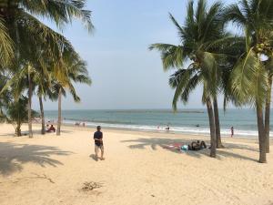 佛丕Baan Khun Nong的站在棕榈树海滩上的人