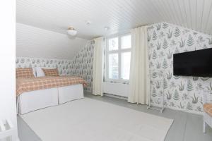 波里阿尔斯特罗敏罗奇诺尔马库酒店的一间卧室配有一张床,墙上配有电视