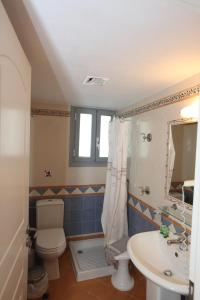 埃尔莫波利斯Aegli的浴室配有卫生间、盥洗盆和淋浴。