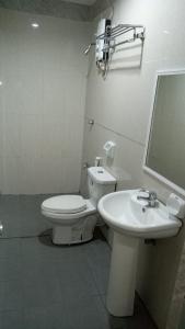 哥打巴托Jeamco Royal Hotel-Cotabato的白色的浴室设有卫生间和水槽。