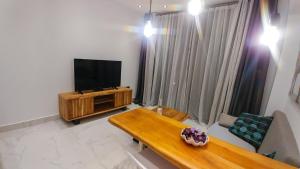 卡利塞亚-豪客迪克斯OpenSky Lux的客厅配有电视和木桌