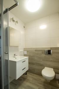 卡尔帕奇Hotel Kolorowa的一间带卫生间和水槽的浴室