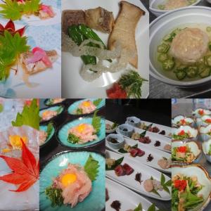 京丹后市大江宾馆的各种不同食物的照片拼凑而成
