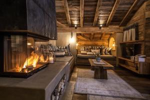 阿罗萨BelArosa Suiten & Wellness的客厅设有壁炉和沙发。