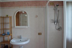 Teolo科尔德尔巴巴罗萨农家乐的一间带水槽和淋浴的浴室