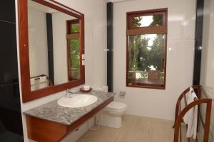 本托塔Riverside Inn Fuji的一间带水槽、卫生间和镜子的浴室